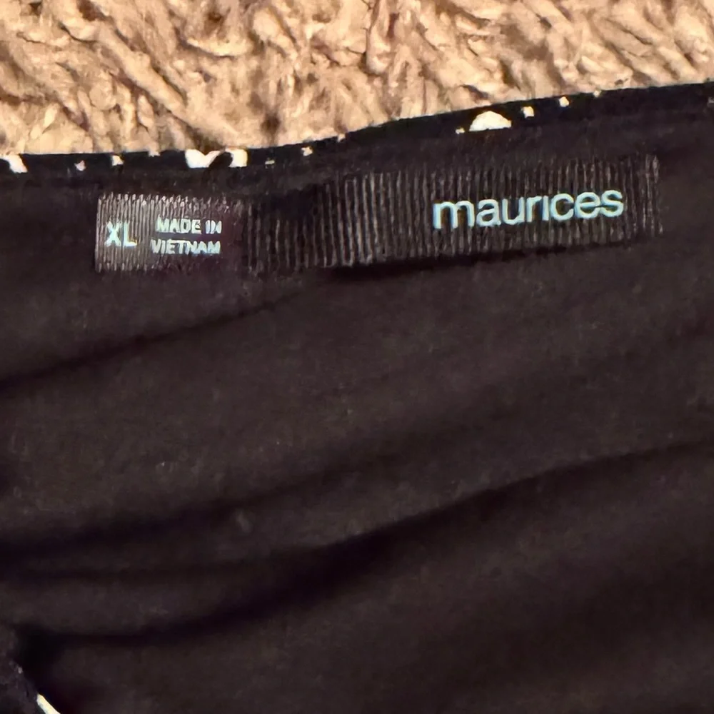 Maurices Sz XL Black and White Bow Patterned Midi Dress w/ elastic waist - Picture 2 of 7